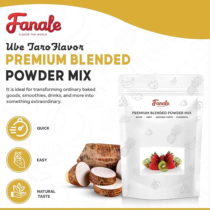 Fanale Premium Ube Taro Bubble Tea Flavoring Powder | Purple Sweet Potato Powder | Perfect for Baking, Smoothies, Desserts and Drinks | Instant Flavoring Powder for Boba Milk Tea | PWD010-B-USA