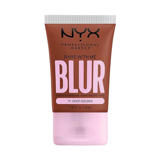 NYX PROFESSIONAL MAKEUP Bare With Me Blur Skin Tint Foundation Make Up with Matcha, Glycerin & Niacinamide - Deep Golden