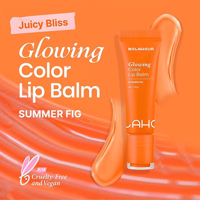 Glowing Color Lip Balm 0.35 Oz| Hydrating Lip Balm Lip Gloss for Girls | Vegan Lip Balm & Lip Plumping Gloss | Lip Glowy Balm & Lip Care for Dry Lips | Moisturizing Lip Balm Summer Fig