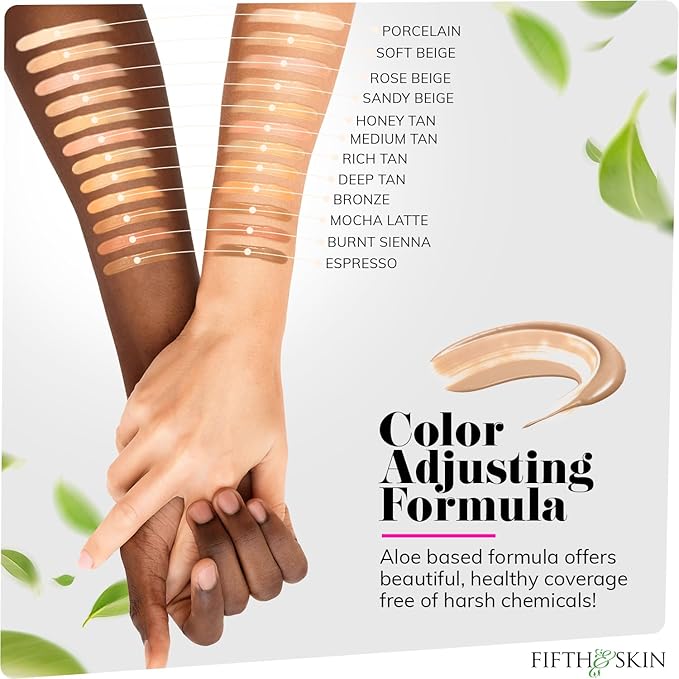 Fifth & Skin: Better’n Ur Skin Liquid Foundation (SOFT BEIGE) - Natural, Organic, Vegan, Cruelty-Free - Gluten-Free Beauty with Buildable Coverage and Palm-Free Luxury - 1 oz