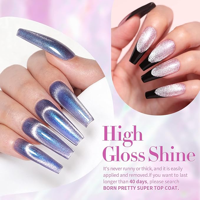 Born Pretty Cat Magnetic Gel Nail Polish Set Auroras 9D Cat Magnetic Eye Glitter Gel Polish Nail Art Manicure Collection Gift 6PCS 7ML