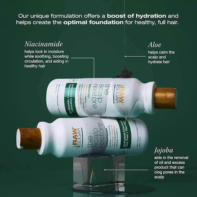 Raw Sugar Dry Scalp Treatment & Hair Care Bundle (5 Products) Intensive Ritual At Home Spa Kit, Shampoo, Conditioner, Scalp Scrub, Hair Mask & Massager, Formulated without Sulfates & Parabens