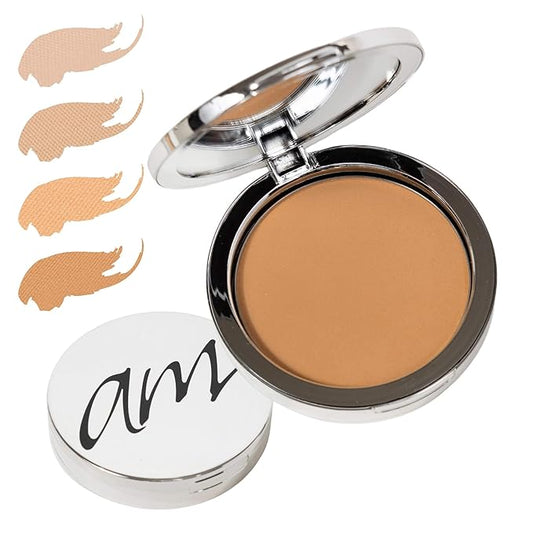 4-in-1 Pressed Foundation Powder with Natural SPF, Concealer & Finishing Powder, Medium to Full Coverage Foundation, Mineral-Based Powder (Halle, .35 oz)