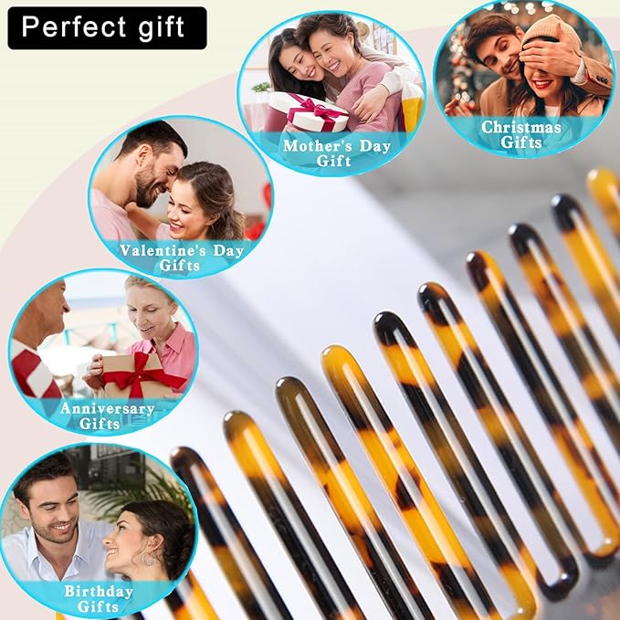 Fsmiling Hair Detangling Comb, Small Travel Purse Wide Tooth Pocket Comb for Thick Curly Wavy Hair, Acetate Hair Detangler Comb for Wet And Dry, 2 Pack