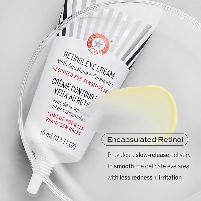First Aid Beauty Retinol Eye Cream with Squalane + Ceramides – Visibly Smooths Fine Line & Wrinkles Around the Eyes – 0.5 oz.
