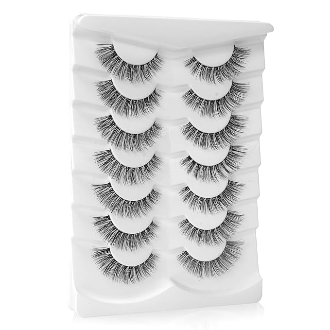 Onlyall Natural Eyelashes Mink False Eyelashes Natural Wispy Lashes Soft Clear Band Lashes Fluffy False Lashes 14MM A11