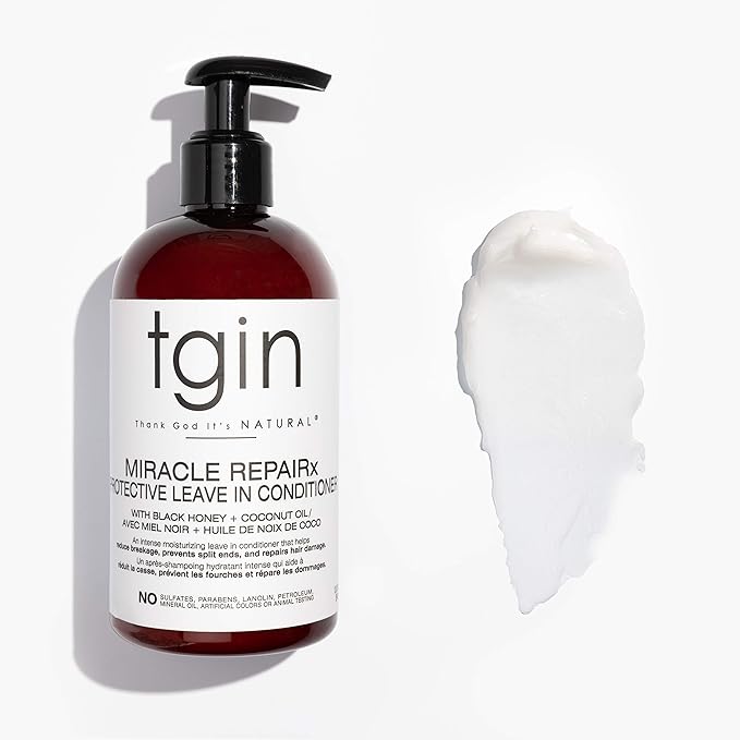 Thank God It's Natural tgin Miracle RepaiRx Protective Leave In Conditioner for Curly, Coily, Wavy Hair includes Biotin, Black Castor Oil, Repairs, Restores Damaged, Color-Treated Hair, 13 oz