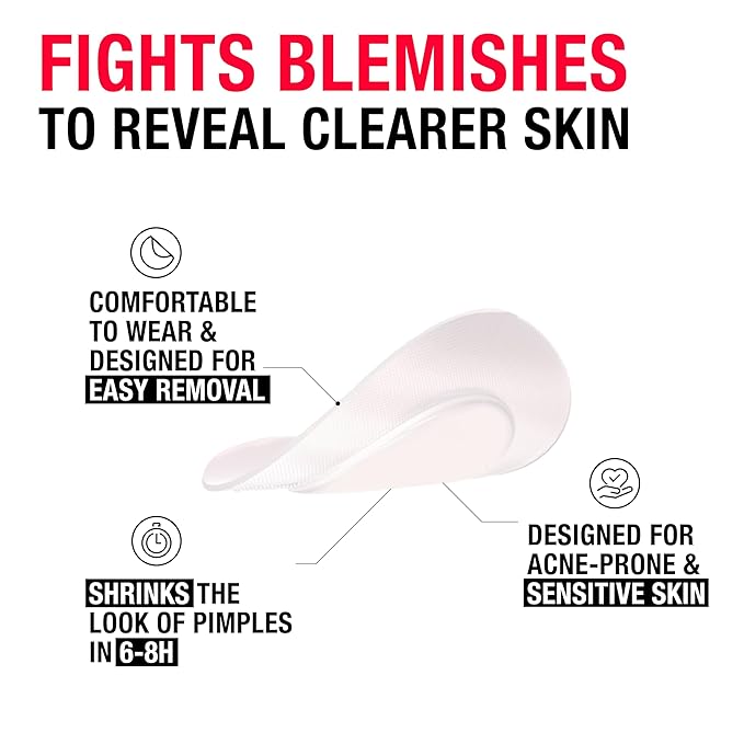 Neutrogena Sensitive Skin Blemish Patches, Acne Patches for Sensitive Skin, Hydrocolloid Treatment Visibly Shrinks Pimples Overnight, 2 Sizes, 30 Count