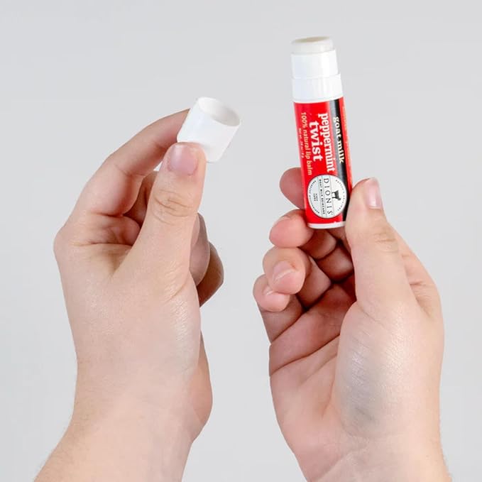 Dionis - Goat Milk Skincare Peppermint Twist Scented Lip Balm - Set of 6 (0.28 oz) - Made in the USA - Cruelty-free and Paraben-free