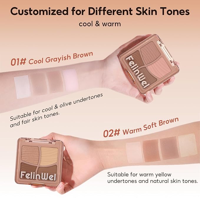 Highlight Contour Makeup Palette Effortless Blending Matte Shimmer Highlighter Palette and Bronzer Powder for Cool Toned Skin