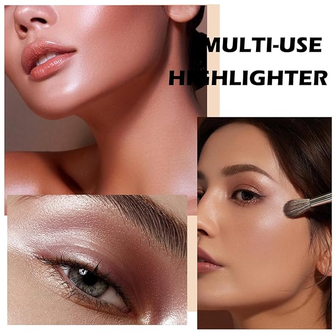 Boobeen Highlighter Makeup Palette, Baked Highlighter Bronzer Powder Palette, Shimmer Illuminator Contour Highlighter Powder for Face, Pearl Shine Shades Waterproof Long Lasting