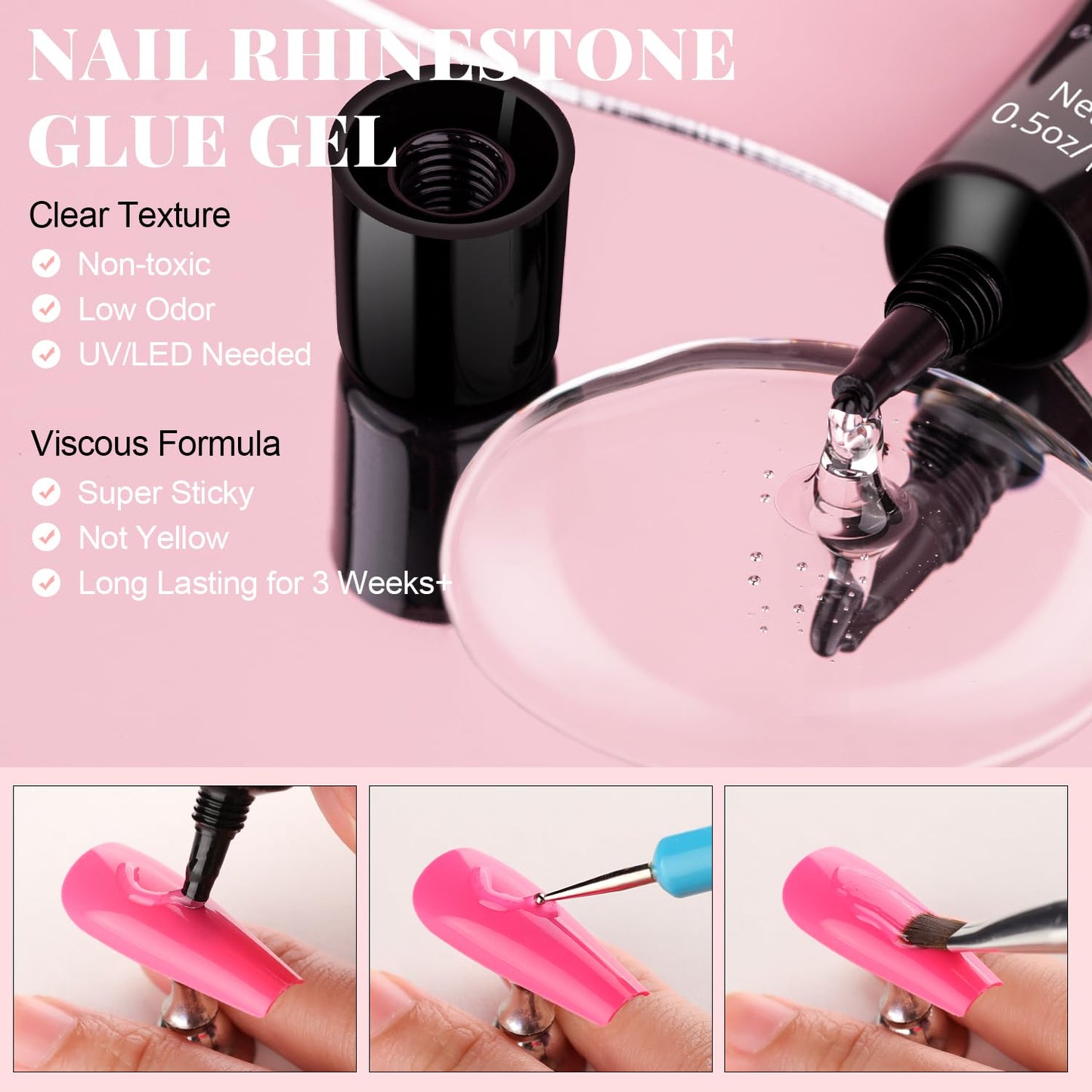 3D Nail Charms and Gems Set 6 with Rhinestone Glue, 75PCS Chunky Coquette Pink & White Bow Nail Charms + Kawaii Cute 3D Flowers for Nails + Clear & AB Glass Crystals + Flat Pearls for Y2K Nail Decor