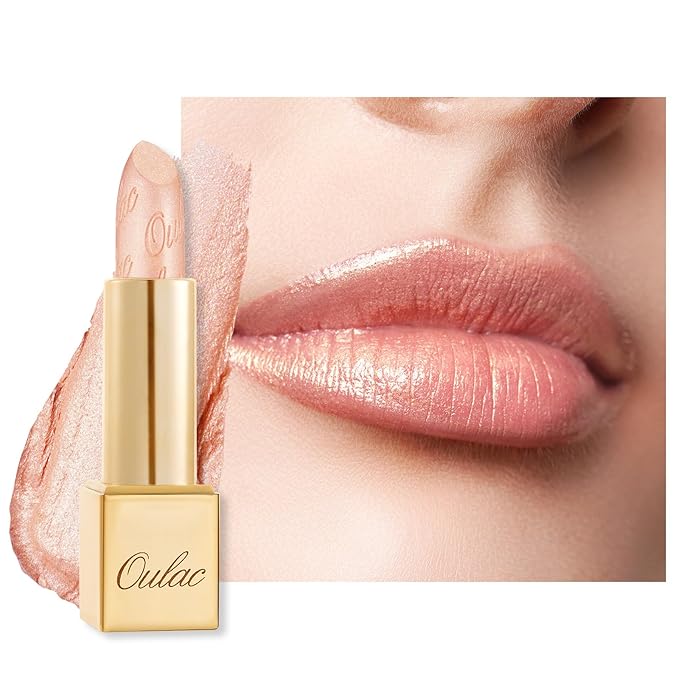 Oulac Glitter Lipstick for Women with Metallic 3D Shine Lightweight Hydrating Formula, High Impact Lip Color, Vegan Beauty, Sheer Coverage Lip Makeup, Christmas Gifts for Women, Free to be(26)