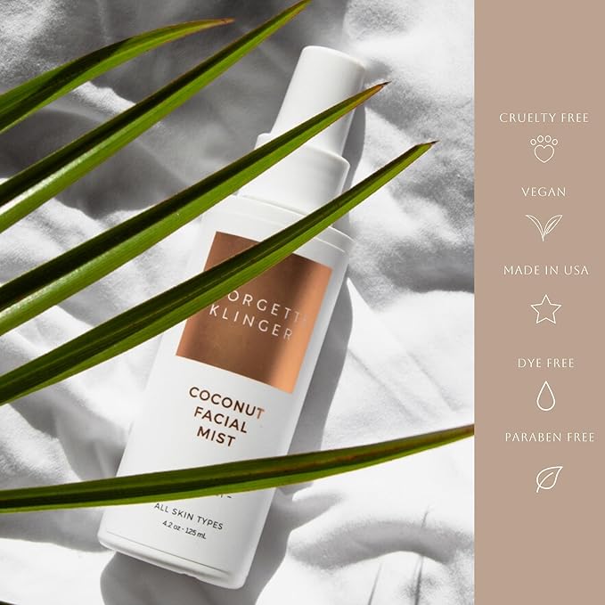 Georgette Klinger Coconut Facial Mist - Hydrating, Long-Lasting Makeup Setting Spray with Moisturizing Antioxidants for Dewy Matte Face, Protects and Plumps Dehydrated Skin - 4.2 oz