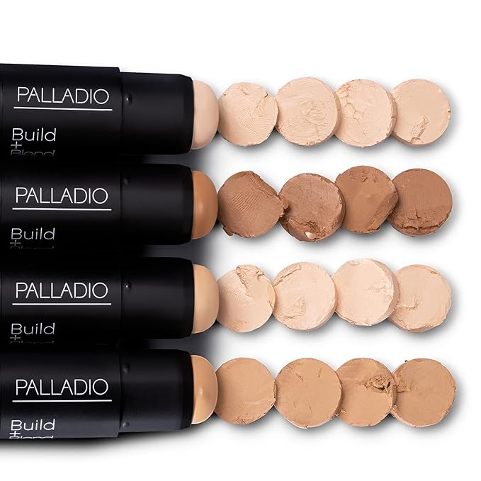 Palladio BUILD & BLEND Foundation Stick, Medium Coverage Buildable Contour Stick for Face, Ultra Blendable Creamy Formula for a Natural Shine Free Finish, 0.25 Ounce (Natural Ivory)