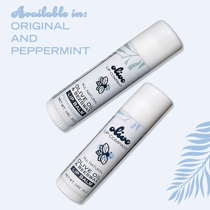 Hydrating Olive Oil and Peppermint Lip Balm with Mango Butter and Beeswax, 0.5 oz. Jumbo Tube, Clear Long Lasting Moisturizer for Dry, Cracked, Chapped Lips