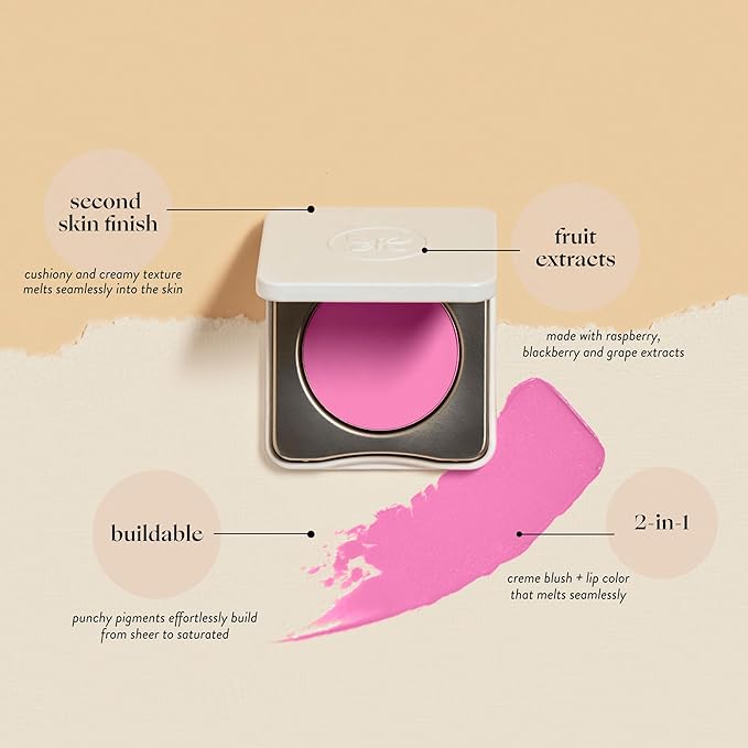 Honest Beauty 2-in-1 Creme Cheek Blush + Lip Color | EWG Verified, Vegan + Cruelty Free | Cotton Candy, .1 oz