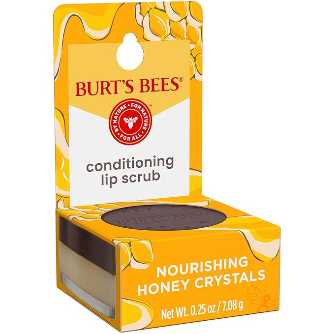Burt's Bees Conditioning Honey Lip Scrub, Exfoliates & Conditions Dry Lips, with Honey Crystals, Use with Overnight Intense Lip Treatment, Natural Origin Lip Care, 0.25 oz.
