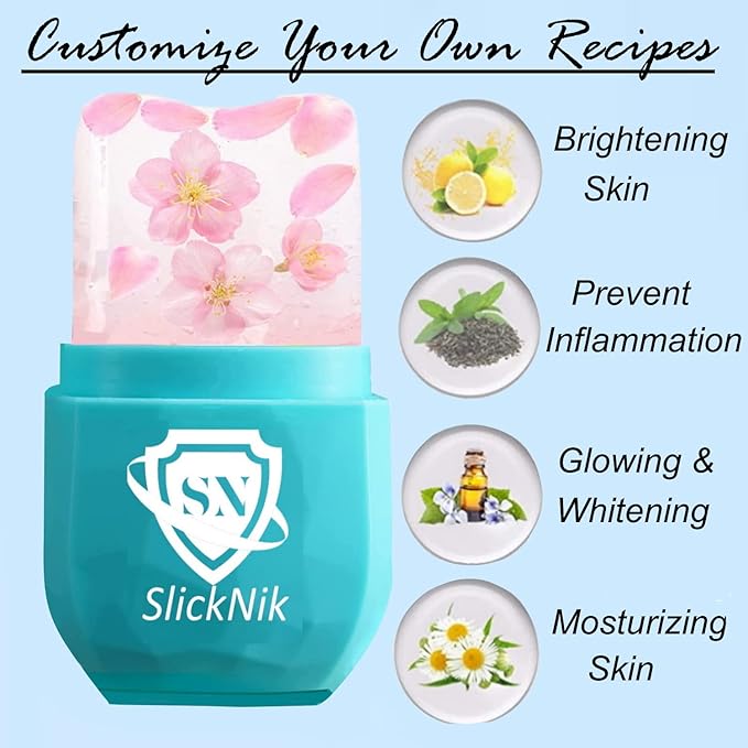 Ice Roller for Face & Eye Puffiness Relief - Enhance Your Natural Glow with Face Ice Roller, Ice Mold for Face with New Leak-Proof Design, Reusable Ice Face Roller-Gift for Women