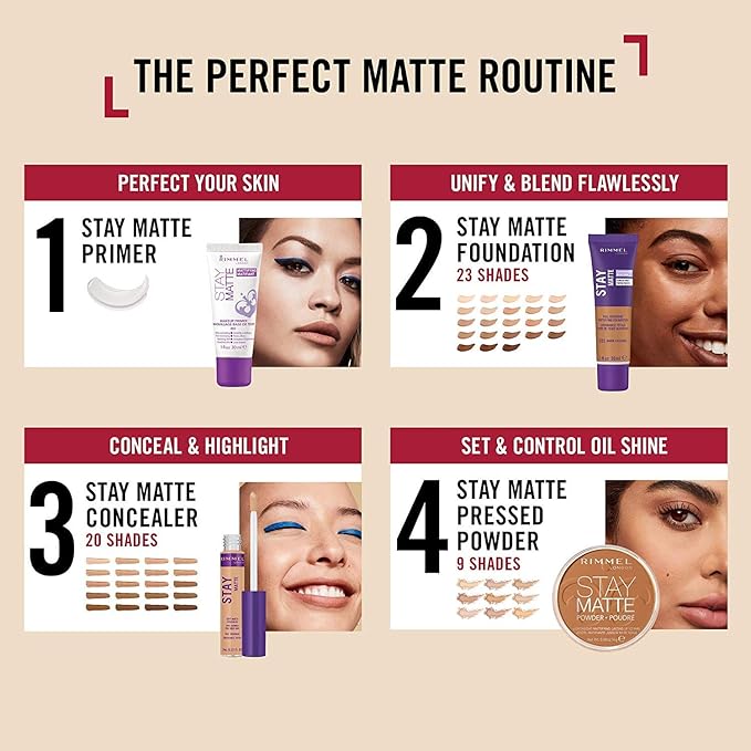 Rimmel London Stay Matte Liquid Mousse - 102 Light Buff - Foundation, Lightweight, Shine Control, Oil-Free, 1oz