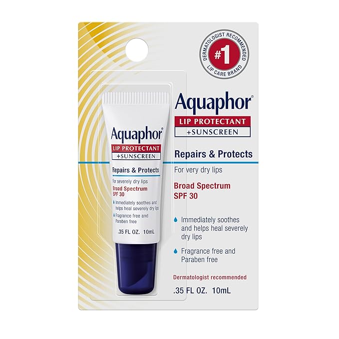 Aquaphor Lip Repair Lip Balm with Sunscreen, Lip Protectant, Lip Balm SPF 30, 0.35 Oz Tube (Pack of 48)