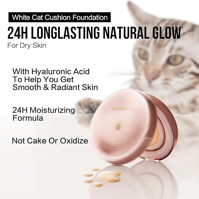 Moisture Air Cushion Cream Face Foundation Makeup, Lightweight, Full Dewy Coverage, Builable Glow, Finish Foundation with Hyaluronic acid, P01 Fair Pink For Dry Skin (Refill Included)