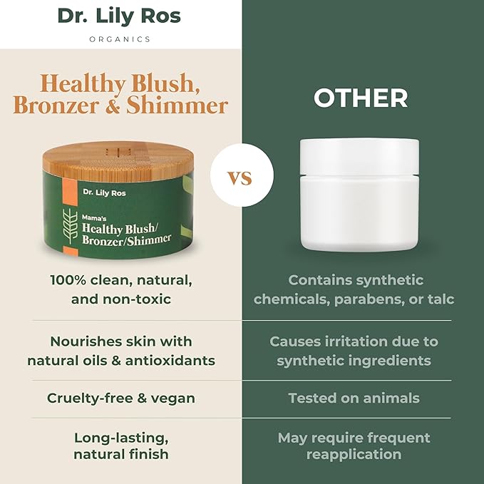 Dr. Lily Ros- All-Natural Blush, Bronzer & Shimmer – Plant Based No Harsh Chemicals, No Parabens or Synthetic Fragrances 100% Natural Formula Safe for Sensitive Skin (In Love)