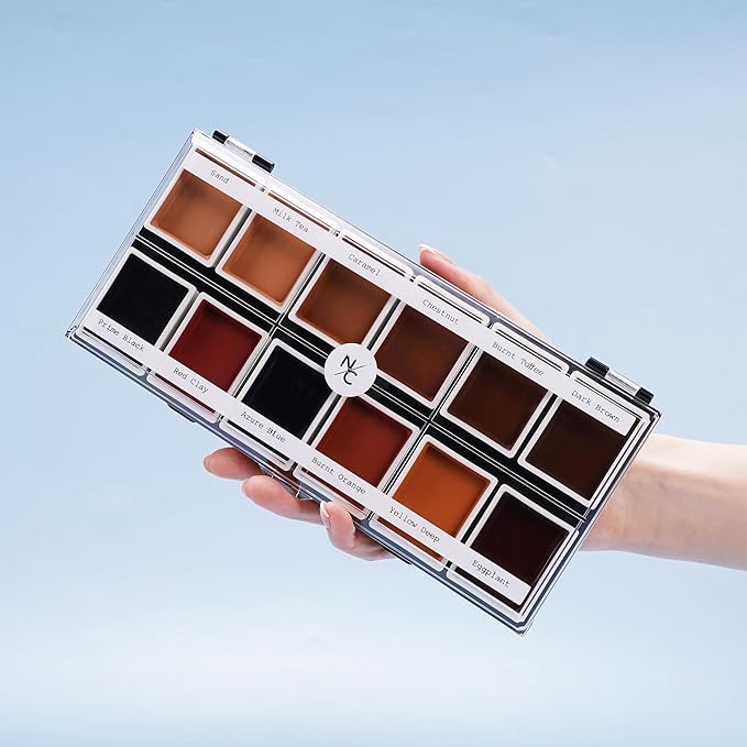 12 Color Dark Flesh Tone Alcohol Activated Makeup Palette for Special Effects - Waterproof Dark Flesh Tone Makeup for Professional Makeup Artists
