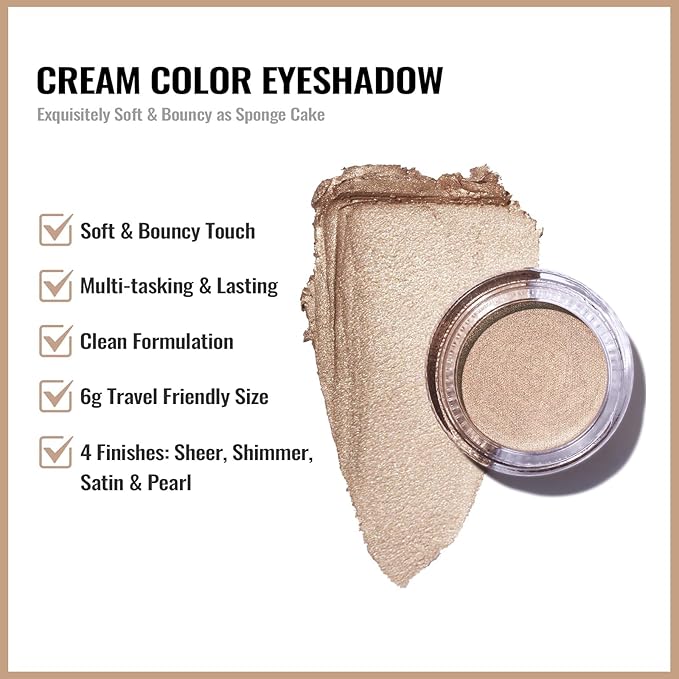 Oulac Shimmer Cream Eyeshadow also for Highlighter Blendable Eye Shadow Waterproof&Long Lasting with Moisturizing Formula Soft Shimmer Eye Make-up,Vegan & Cruelty-Free,6g 23