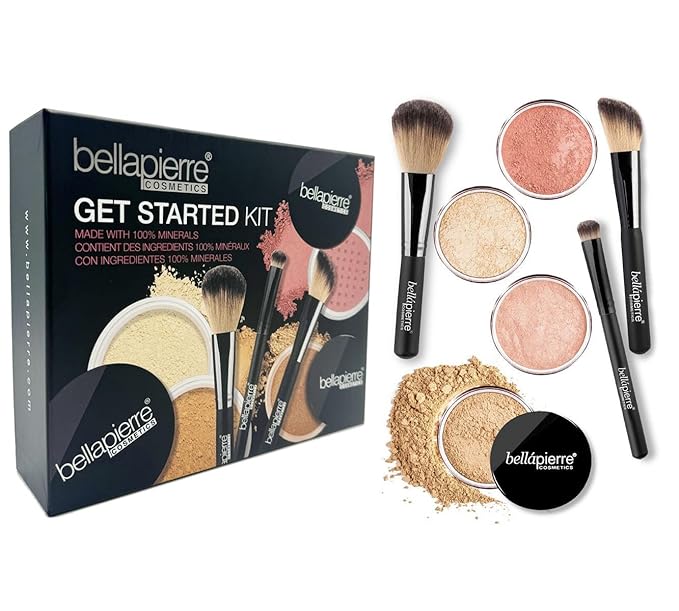 bellapierre Get Started Kit | Includes 2 Mineral Foundations, 1 Blush, & 1 Bronzer | Mineral Makeup Essentials | Non-Toxic and Paraben Free | Oil and Cruelty Free | Long Lasting Formulas – Medium