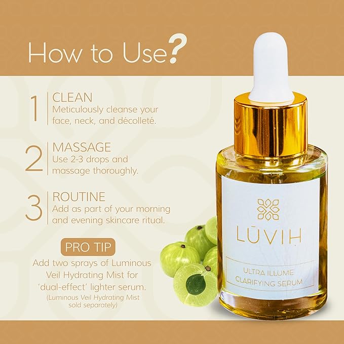 LUVIH Ultra Illume Dark Spot Remover & Clarifying Face Serum – Ayurvedic Acne Scar & Blemish Treatment for Women & Men – Natural Skincare for Acne-Prone, Uneven Skin – 30 mL