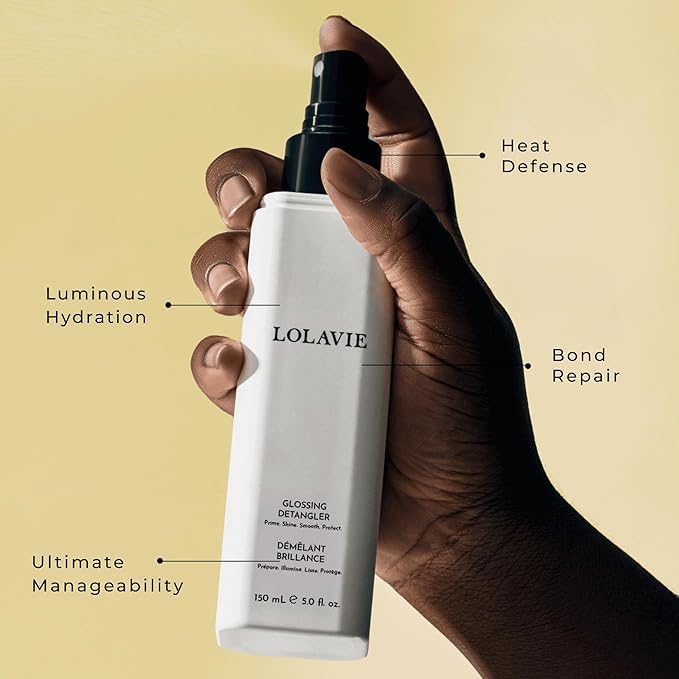 LolaVie Glossing Detangler - 5 oz, 2 Pack - Delivers 15x Softer, Smoother Hair & 99% Reduction in Flyaways - 450-Degree Heat Protectant - Color Safe - All Hair Types