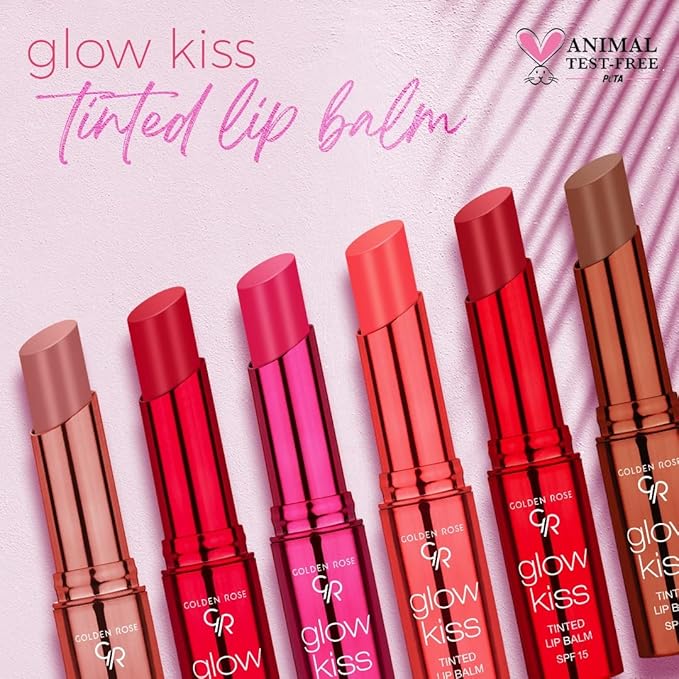 Golden Rose Cosmetics Glow Kiss Tinted Lip Balm with SPF15, Vegan Formula (Choco Cake)