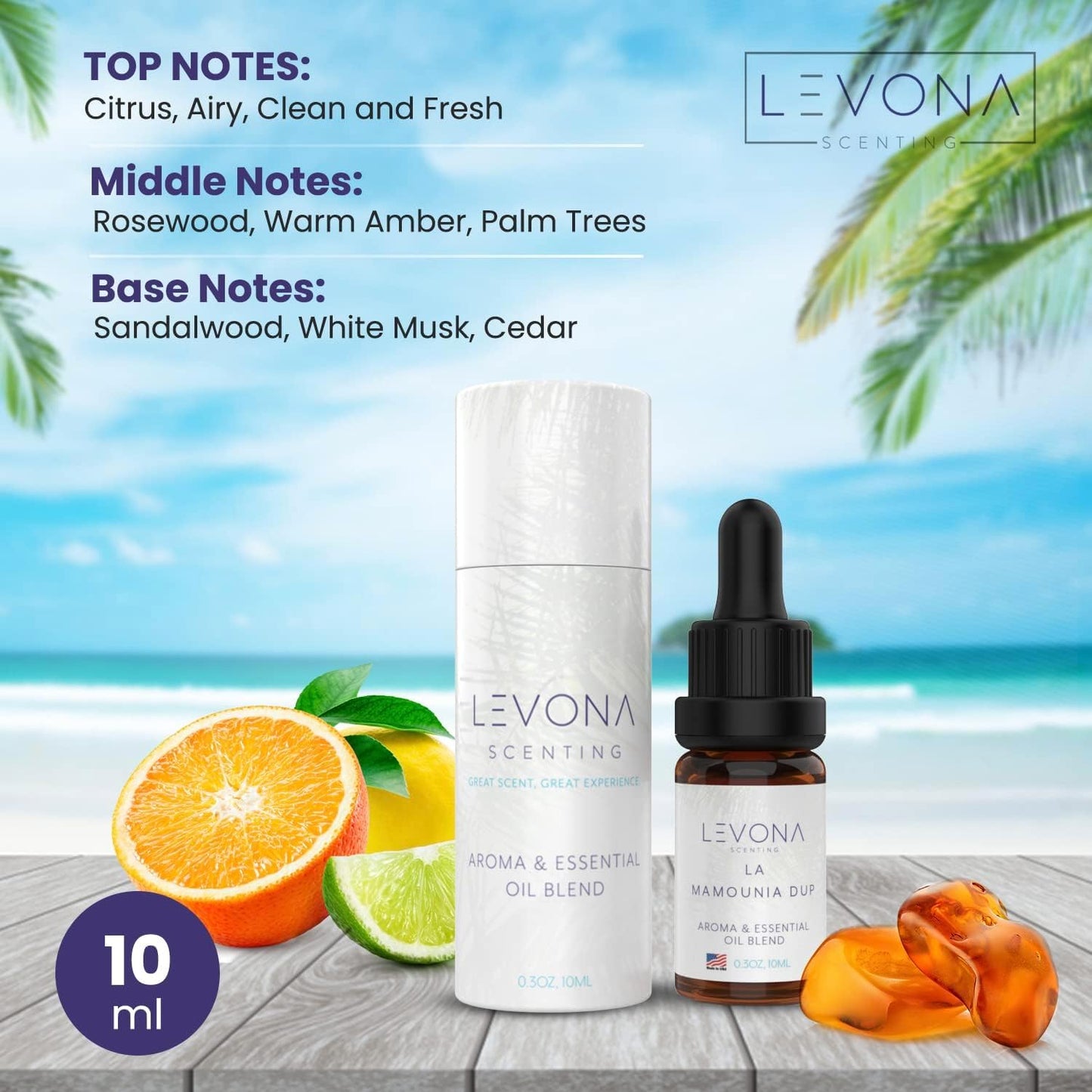 Levona Scent Essential Oils - Scents for Home, Hotel & Office Use - Perfect for Home Diffuser & Humidifiers - Aroma Fragrance Oil, Ideal for Massage, Relaxation, and Spa - La Mamounia Dup, 10ml