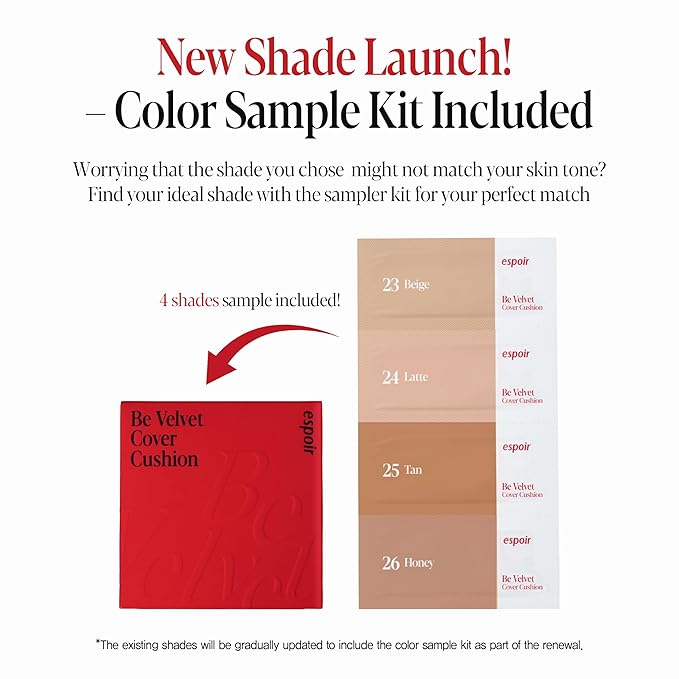 espoir [NEW] Be Velvet Cushion Foundation | Quick and Easy Coverage with Long-lasting Color by Zero Oxidation (#24 Latte, 0.46 Ounce (Pack of 1))