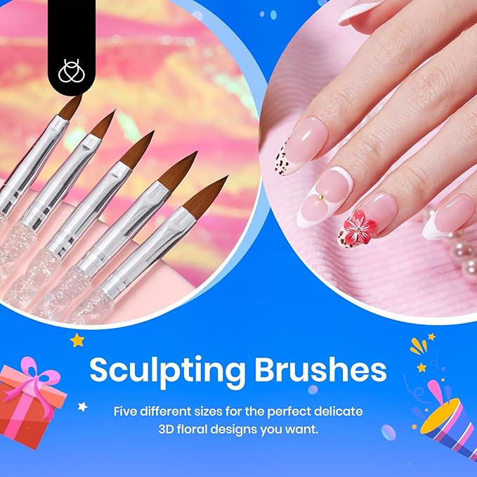 Beetles 31pcs Nail Art Brushes, Dotting Tools, Nail Art Pens, Dust Brush, Striping Liner Fingernail Drawing Pens with Palette Holder All in One for Starter Manicure Design Set