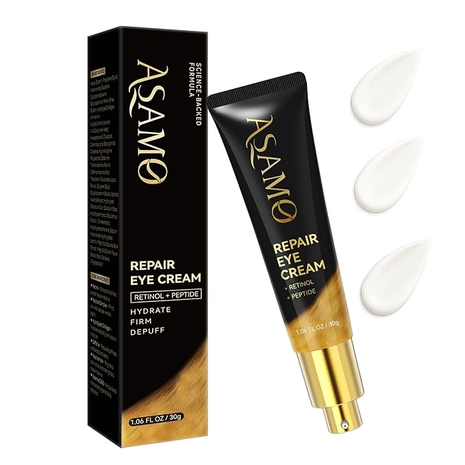 ASAMO Retinol Eye Cream – Retinol and Peptides for Fine Lines, Puffiness, and Under-Eye Shadows, Anti Aging, Eye Care Daily Wrinkle Cream,1.06 fl.oz