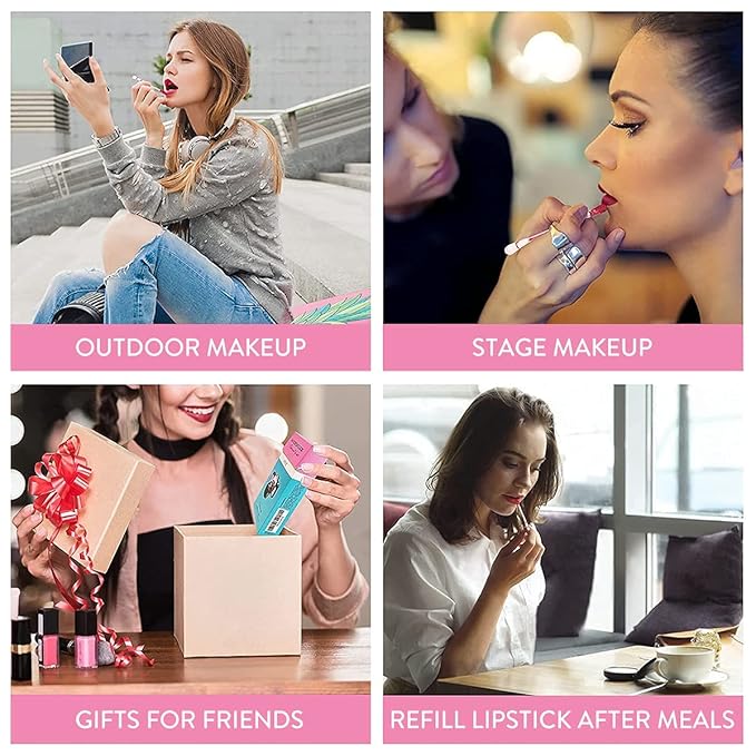 FLIPNEX 20Pcs Cotton Swab Tattoo Lipstick, Tattoo Lipstick Cotton Swab Lip Tint, Waterproof and Long Lasting Liquid Non-Stick Portable Lip Gloss (Pink)