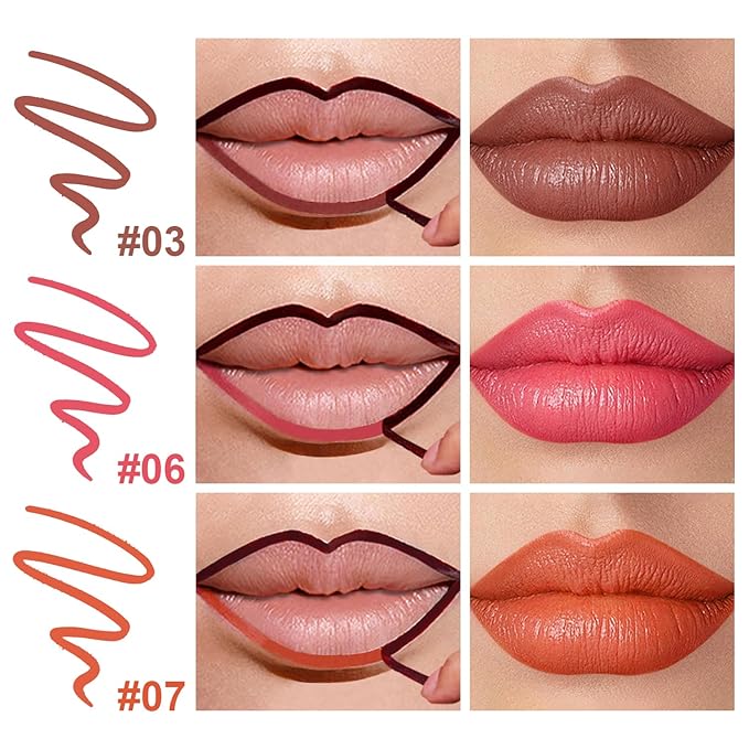 3 Colors Peel Off Lip Liner Stain with Tweezer, Long Lasting Waterproof Lip Tint Stains Makeup Set with Matte Finish for Women, Natural Look, Easy to Use, for All Skin Types (#367, M)