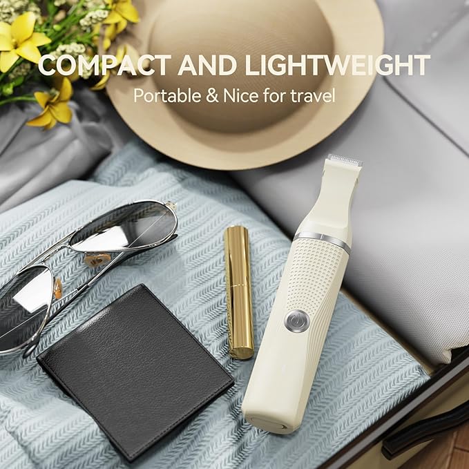 3-in-1 Electric Razor for Women - Waterproof Bikini Trimmer,Rechargeable Electric Shaver for Lady,Pubic Hair Trimmer Women,Personal Trimmer Groomer for Body Hair (Cream, LY)