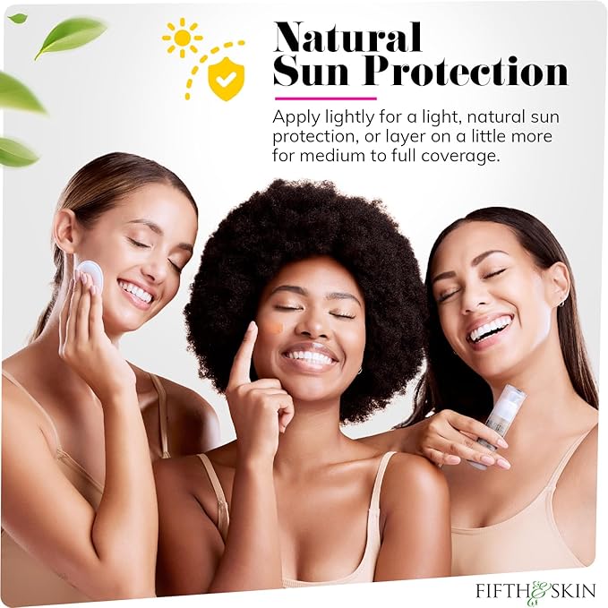 Fifth & Skin: Better’n Ur Skin Liquid Foundation (SANDY BEIGE) - Natural, Organic, Vegan, Cruelty-Free - Gluten-Free Beauty with Buildable Coverage and Palm-Free Luxury - 1 oz