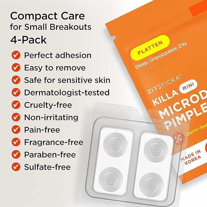 ZitSticka Killa Pimple Patches for Face - World's Most Potent Pimple Patch with Fast-Acting Microdarts - Starts Working within 6 Hours for Deep, Early-Stage Zits - Mini 16 Count