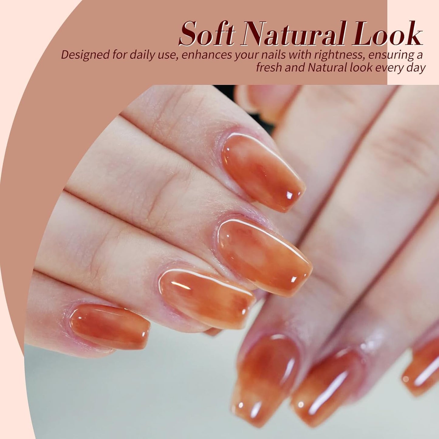 Born Pretty Fall Winter Jelly Gel Nail Polish Amber Crystal Transparent Brown Orange Red Gel Polish Nail Art Manicure DIY at Home and Salon 6PCS 7ML