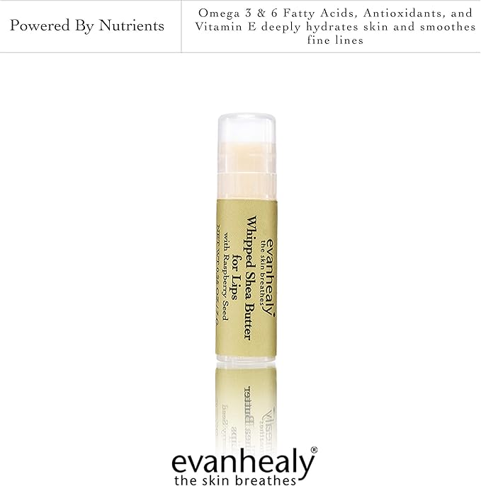 evanhealy Whipped Shea Butter for Lips | Organic Red Raspberry Seed Oil, Beeswax, & Argan Oil | Moisturizing Lip Balm (3 Pack)
