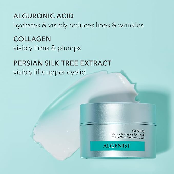 Algenist GENIUS Ultimate Anti-Aging Eye Cream - Firming Under Eye Cream with Vegan Collagen + Microalgae Oil - Helps to Visibly Plump, Smooth and Restore Radiance To Delicate Eye Area (15ml)