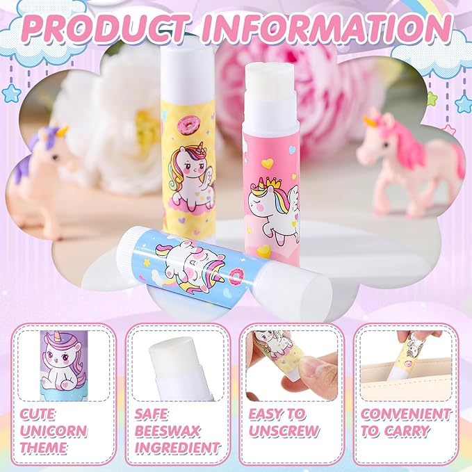 100 Pcs Unicorn Party Favors Lip Balms Bulk for Kids Birthday Party Moisturizing Lip Balm for Unicorn Themed Celebration Gifts Lip Care Products for Classroom Rewards Favor Party Supplies
