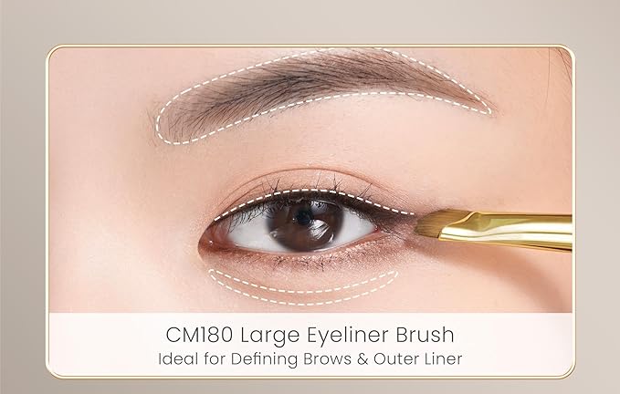 Desert Oak Series Angled Eyeliner Brush - Ultra-Fine Nylon Bristles for Razor-Sharp Gel/Liquid/Powder Lines, Anti-Smudge Design, Ebana Handle & Brass Ferrule (CM 180)