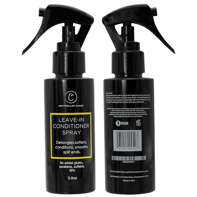 Controlled Chaos Leave-In Conditioner Spray– Anti Frizz Hair Detangler Spray for Dry Damaged Hair with Natural Watermelon & Sunflower Seed Oil & Honey – Non-Greasy, Gluten, Sulfate & Paraben Free