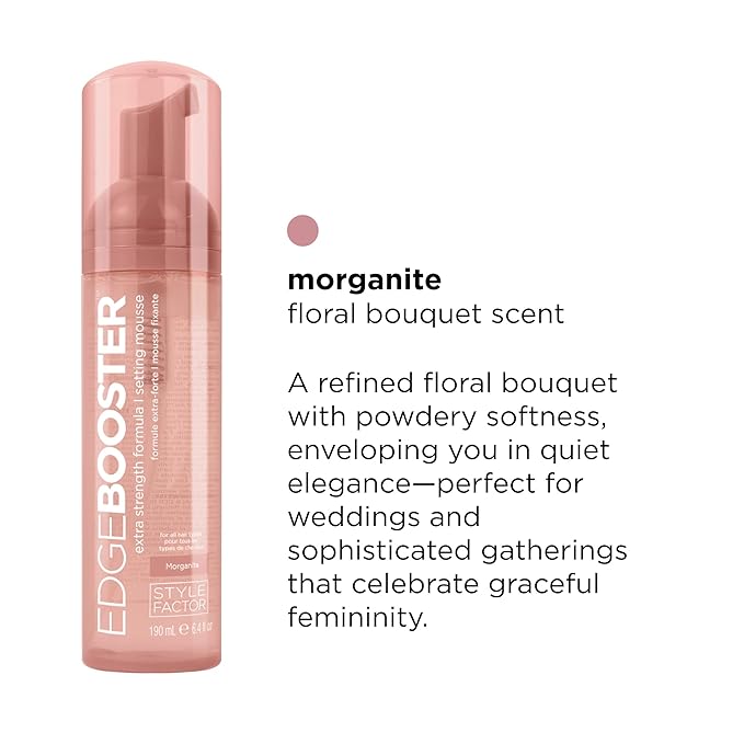 Style Factor EDGE BOOSTER Extra Strength Setting Mousse – Frizz Control, Extra Volume, and Conditioning – 6.4oz Morganite Mousse for Curly Hair