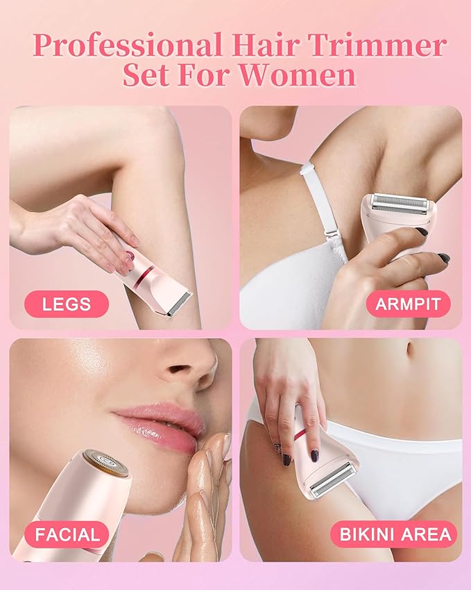 Bikini Trimmer for Women, Electric Razor for Pubic Hair 3-in-1, Bikini Shaver for Legs Body Hair, Womens Electric Razor IPX6 Waterproof, Gifts for Women,Pink